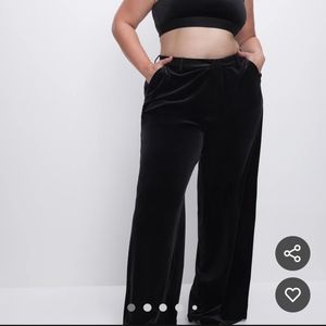 Black velvet trousers wide leg plus size 24 Good American